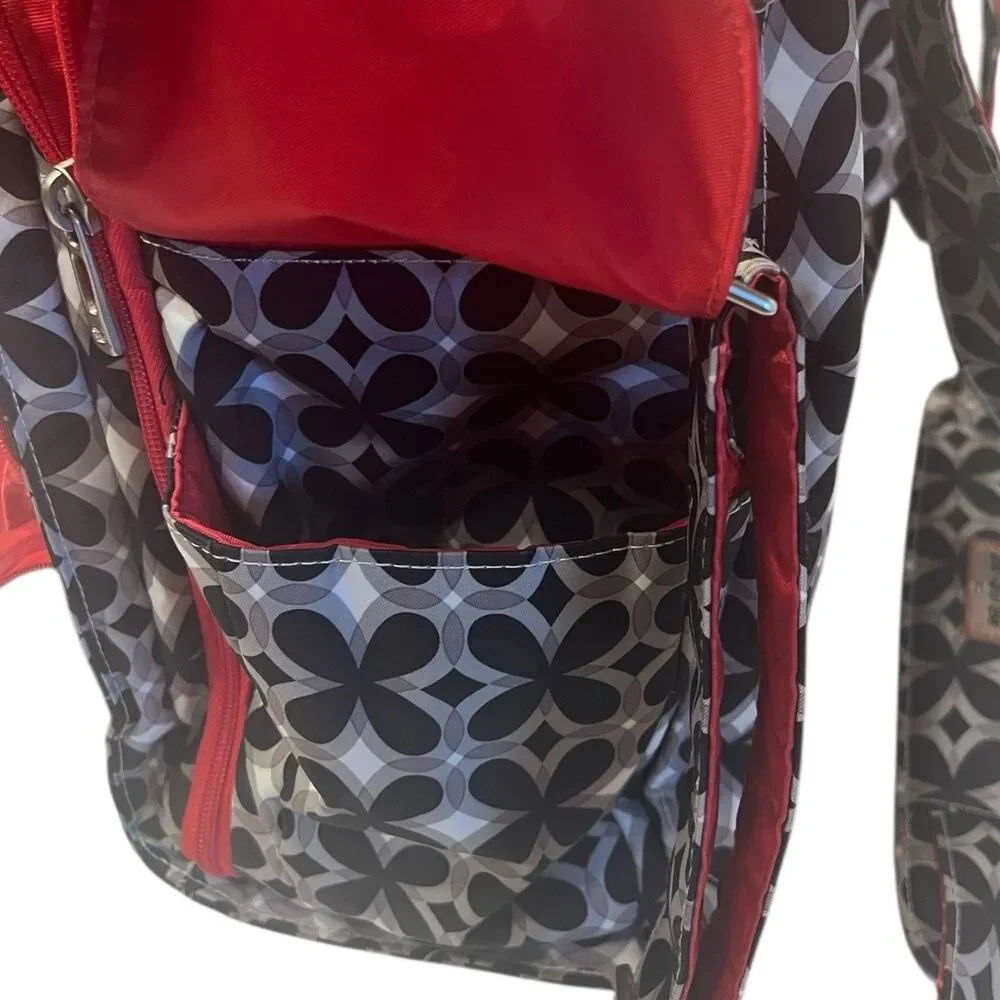 Diaper Bag Large Black Red Floral Travel Everyday JuJuBe Be Prepared Tote